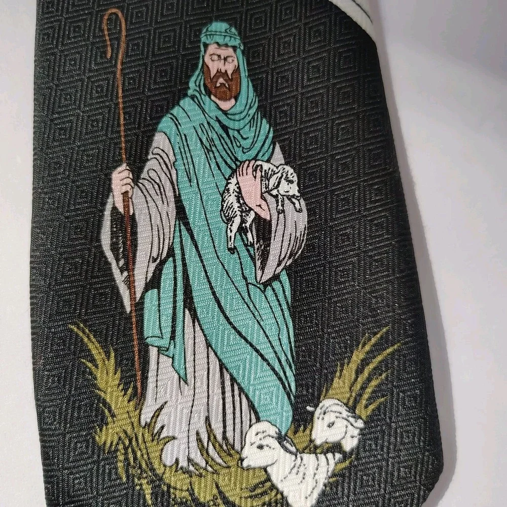 Neck Tie For Men I Heart Jesus The Shepherd,‎ Polyester Hand Made Renaissance